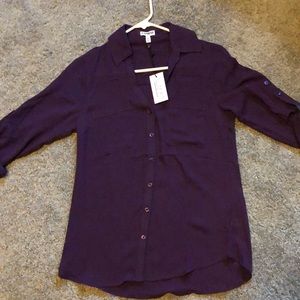 Express slim fit convertible sleeve shirt